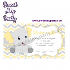 Yellow and Grey Elephant diaper raffle,(006ebs)